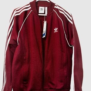 Burgundy Adidas NWT Jacket Zip Up Style Adi Dassler